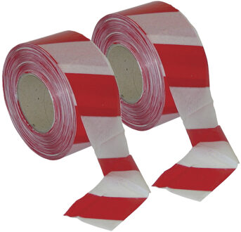 Afzetlint - 2x - rood/wit gestreept - 500 meter - kunststof - markeerlinten - Afzetbanden