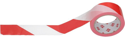 Afzetlint - rood/wit - 45 mm x 100m - polyethyleen - markeerlint