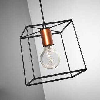 Agatha - hanglamp met metalen frame zwart, koper