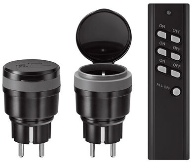 AGC2-3500R stekkerset buiten met 2 stekkers & afstandsbediening Schakelaar Zwart