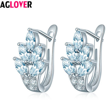 AGLOVER Multi Color Cz Cubic Zirconia Earrings For Women's Fine Flowers Shiny Crystal Earrings Wedding Jewelry Couple Gifts