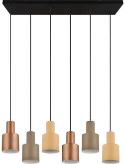 Agudo Hanglamp 6x E27 Taupe, Messing, Beige, Multicolor