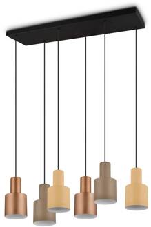 Agudo Hanglamp 6x E27 Taupe, Messing, Beige, Multicolor