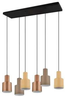 Agudo Hanglamp 6x E27 Taupe, Messing, Beige, Multicolor