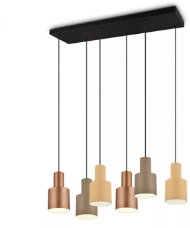 Agudo Hanglamp 6x E27 Taupe, Messing, Beige, Multicolor