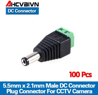 AHCVBIVN Grote verkoop 100 stks DC Connector CCTV mannelijke Plug Adapter Kabel UTP Camera Video Balun Connector 5.5x2.1mm