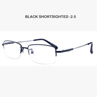 Ahora Anti Blauw Licht Half Frame Business Afgewerkt Bijziendheid Bril Ultralight Lichtmetalen Clear Lens Bijziend Eyewear-1.0...-6.0 zwart MYOPIA-2.5