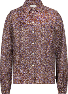 AI&Ko Meisjes blouse - Larah Pes - Bitter Chocolade - Maat 164