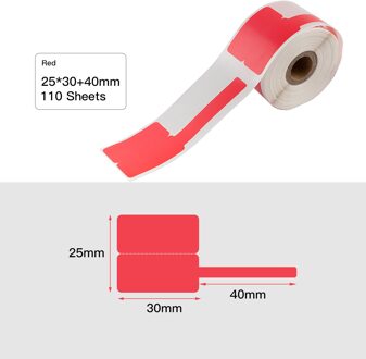 Aibecy F-Vorm Kabel Label Papier Zelfklevend Sieraden Labelpaper Thermische Printing Paper 100Sheets/Roll Voor phomemo M110 Printer rood