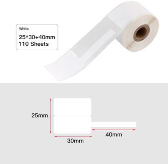 Aibecy F-Vorm Kabel Label Papier Zelfklevend Sieraden Labelpaper Thermische Printing Paper 100Sheets/Roll Voor phomemo M110 Printer wit