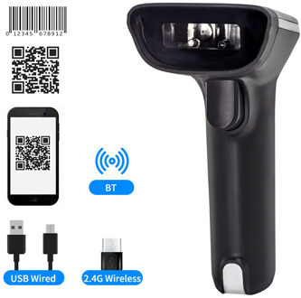 Aibecy Handheld 1D/2D/Qr Barcode Scanner 2.4G Draadloze Bt Usb Bedrade Bar Code Reader Ondersteuning Twee-Way Manual/Auto Scannen BT-2.4G-1D-2D-QR