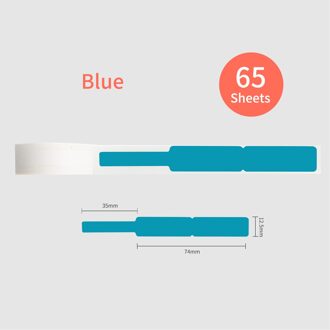 Aibecy Kabel Label Papier Zelfklevend Thermisch Papier Roll 12.5*74 + 35Mm 65Sheets/Roll compatibel Met Phomemo D30 Thermische Printer blauw