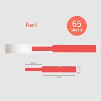 Aibecy Kabel Label Papier Zelfklevend Thermisch Papier Roll 12.5*74 + 35Mm 65Sheets/Roll compatibel Met Phomemo D30 Thermische Printer rood