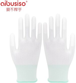 Aibusiso 10 Pairs 13G Veiligheid Handschoenen Elektronische Nylon Anti-Slip Handschoenen Met Pu Polyurethaan Palm Antistatische Werk Handschoen a3001 10 Pairs / M
