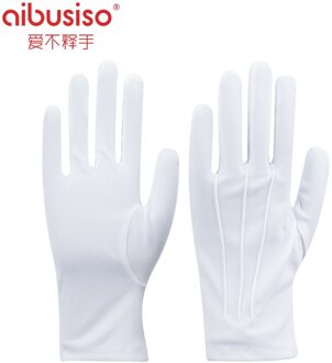 Aibusiso 10Pairs Wit Dacron Ceremoniële Handschoenen Driver Goochelaar Server Catering Inspectie Mannelijke En Vrouwelijke Handschoenen A1001 wit 10 Pairs / L