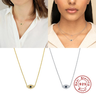 Aide S925 Sterling Silver 2020 Korea Fashion INS Eye Set Diamond Necklace For Women Ladies Party Gifts Jewelry Collares