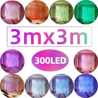 Aifeng 16 Kleuren Led Fairy Lights Garland Gordijn Lamp Afstandsbediening Usb String Lights Garland Op Het Raam Kamer Lichten decor 3mx3m