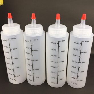 AIHOME 5 stks 250 ml Plastic Naald neus Fles Met schaal Squeeze Fles Met Lekvrije Cap Saus fles Huishoudelijk Gereedschap