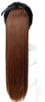 AILIADE22'' Synthetische Paardenstaart haarstukken Hittebestendige Vezel Rechte Lint Clip In Haarverlenging Bruin Koord Paardenstaart 1B/27HL