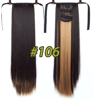 AILIADE22'' Synthetische Paardenstaart haarstukken Hittebestendige Vezel Rechte Lint Clip In Haarverlenging Bruin Koord Paardenstaart T1B/4/30