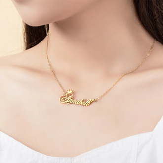 AILIN 18K Gold Plated Name Necklace Women Nameplate Pendant Necklace Stainless Steel Custom Necklace Personalized Jewelry Gifts