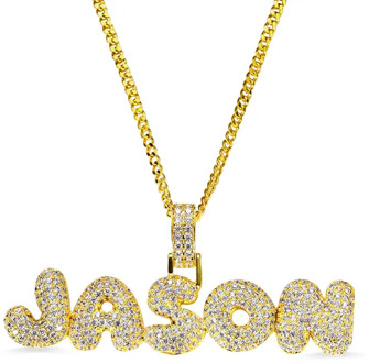 AILIN Custom Name Bubble Letter Necklace Hip Hop Big Pendant Necklace For Man Women Male Cubic Zircon Chain Jewelry Personalised