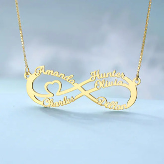 AILIN Infinity Custom Necklace Stainless Steel Gold Color Chain 1-8 Name Necklace Personalised Women Girl Pendant Jewelry Gift