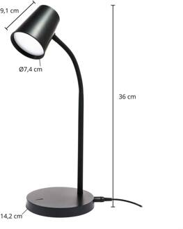 Ailina LED tafellamp, ronde voet, zwart