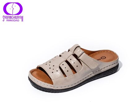 Aimeigao Comfortabele Toevallige Slippers Vrouwen Lente Zomer Handig Dikke Platte Vrouwen Schoenen Indoor Outdoor Strand Slip Op Schoenen Beige / 7