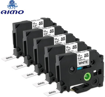 Aimo 5 Pcs Tze231 Tze Tape 12 Mm Compatibel Voor Brother P-Touch Tze 231 Zwart Op Wit Label printer Tz TZe-231 PT-D200 PT-D210