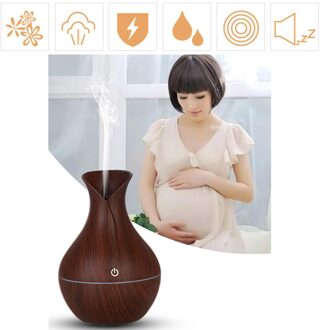 Air Aroma Essentiële Olie Diffuser Led Ultrasone Woondecoratie Aroma Aromatherapie Luchtbevochtiger 130Ml Luchtreiniger Led Night # T2 bruin