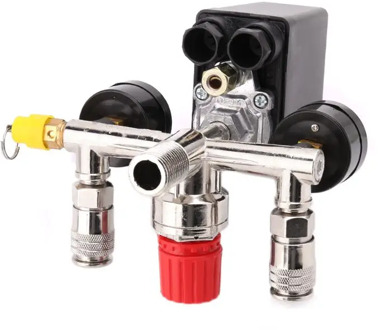 Air Compressor Pressure Control Switch Valve 0.5-1.25MPa With Manifold Regulator & Gauges