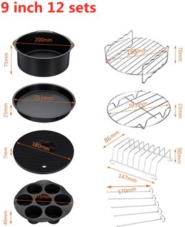 Air Friteuse Accessoires 7/8/9 Inch Bakken Mand Pizza Plaat Grill Pot Keuken Koken Tool Voor Party Elektrische Diepe friteuse Onderdelen
