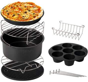 Air Friteuse Accessoires 7 Inch Voor Gowise Phillips Cozyna En Secura, Set Van 8, fit Alle Airfryer Elektrische Friteuse 5.3QT Om 5.8QT CF6 Full sets