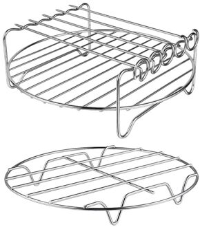 Air Friteuse Accessoires-Lucht Friteuse Rack Set Van 2, Multifunctionele Dubbele Laag Rek Met Spies, compatibel Met Xl Power