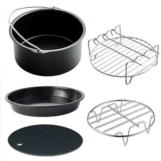 Air Friteuse Accessoires Set Universele Ronde Roosteren Rack Bakken Pan Cake Rvs Hittebestendig Lucht Friteuse Keuken Tool