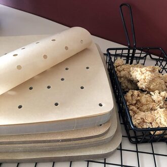 Air Friteuse Vierkante Bakpapier Vierkante Lucht Friteuse Perkament Papier Liners 100 Stuks Geperforeerde Perkament Filter Non-stick Bakken gereedschap