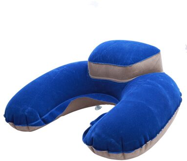 Air Pillow Opblaasbaar U Vorm Neck Blow Up Kussen Pvc Massaal Vouwen Reizen Kantoor Vliegtuig Hotel Kussen Draagbare IC878813 Blauw