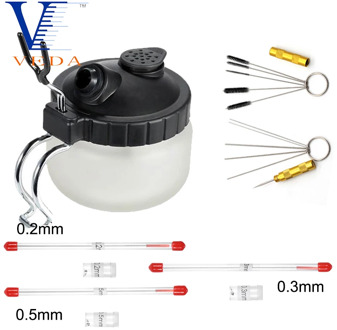 Airbrush Cleaning Pot Kit Glass Airbrush Cleaner Tools Clean Paint Jar Bottle Wash Tools 0.2/0.3/0.5mm Needle Nozzle Brush Set