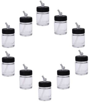 Airbrush Glazen Fles Standaard Zuig Deksel 10Pcs Air Brush 22cc Jar Bottom Feed