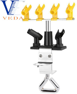 Airbrush Holder Professional Clamp-on Style Station Stand Kit 4+2 Mount Spray Gun Tabletop Bench Station for Airbrush 360°Swivel