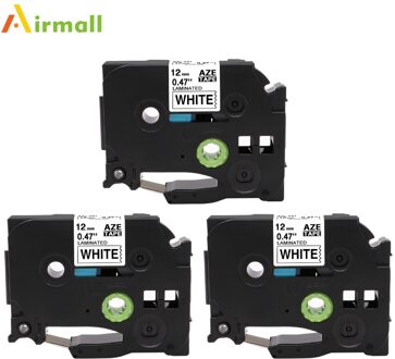 Airmall 3 Packs TZe-231 Compatibel Brother P touch Label Tape TZe 231 Zwart op Wit 12mm Brother P touch printer Etiket Maker