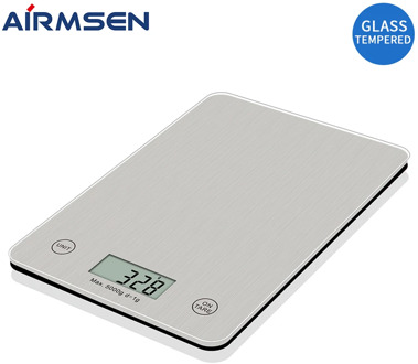 AIRMSEN 11LB/5KG Household Kitchen Scale Electronic Food Scale Baking Scale Measuring Tool Tempered Glass Wire Drawing Process