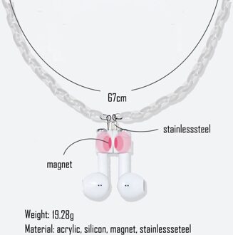 Airpods Wit Draadloze Headset Anti-Verlies Keten Lichtgewicht Acryl Sterke Magnetische Trui Anti-Verlies Ketting Voor Mannen Vrouwen