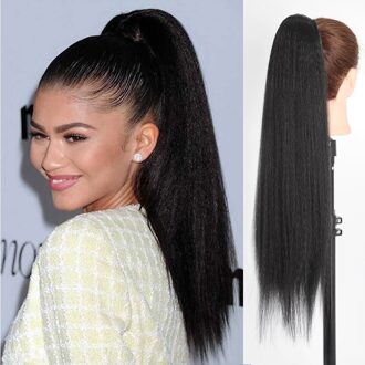 Aisi Queens Lange Yaki Rechte Paardenstaart Synthetische Paardenstaart In Haarverlenging Voor Vrouwen Zwart Blond Bruin Koord Paardenstaart 1B