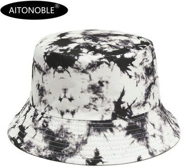 Aitonoble Mode Tie Dye Vrouwen Meisjes Emmer Hoed Strand Zonnehoed Buitensporten Reizen Strand Caps Vissers Hoeden Print 3