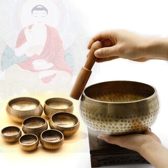 Aiui Klankschaal Tibetaanse Boeddhisme Klankschaal Hand Gehamerd Yoga Koper Chakra Meditatie 8.5cm