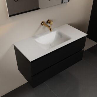 AIVY 100cm badmeubel Urban, wastafel Talc solid surface midden zonder kraangat (AI-351321TALC-NO - AI-M100URMI)