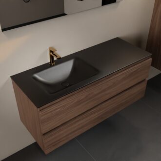 AIVY 120cm badmeubel Mocha, wastafel Urban solid surface links 1 kraangat (AI-351631URBAN-SI - AI-M120MOLI)