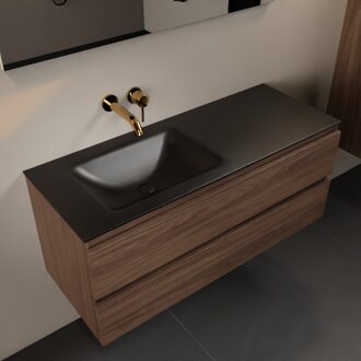 AIVY 120cm badmeubel Mocha, wastafel Urban solid surface links zonder kraangat (AI-351631URBAN-NO - AI-M120MOLI)